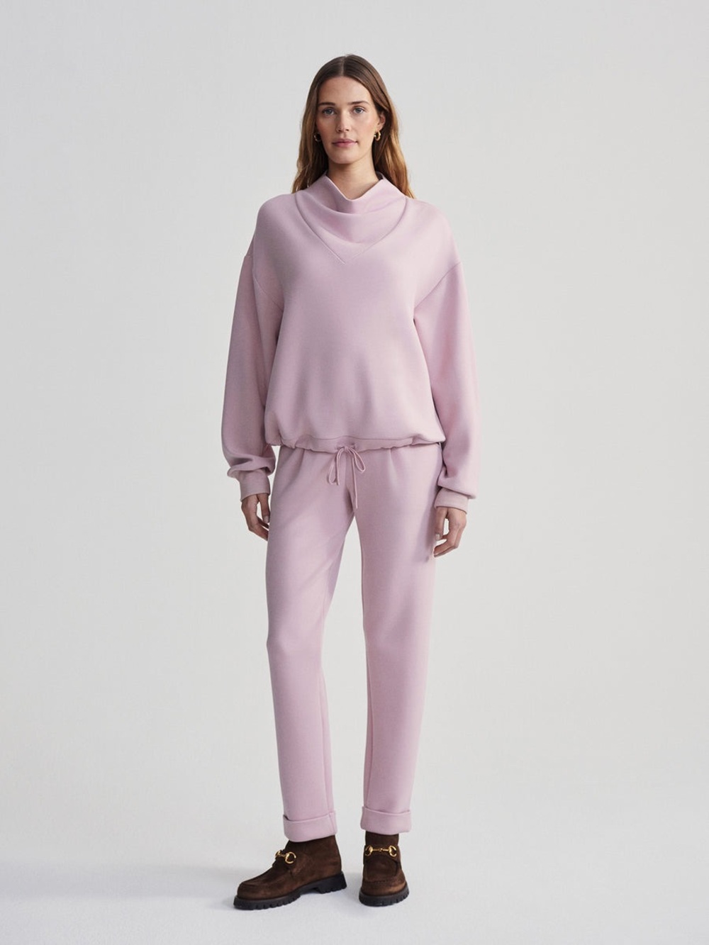 🌸 Varley DoubleSoft Betsy Sweat Set Matching Sweater Pants Burnished Lilac XL